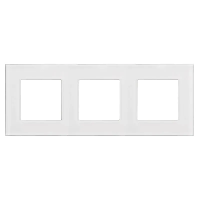 Maclean - 3-voudig glazen frame voor contactdoos - Modulaire wandcontactdoos inbouw (3-voudig glasframe voor wandcontactdoos, wit)