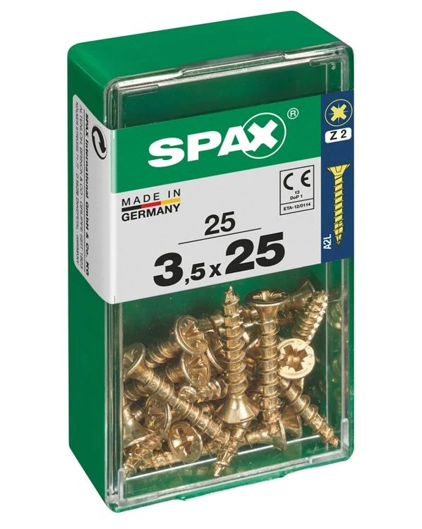 Spax schroef pozidrive verzinkt 3,5x25mm 25st
