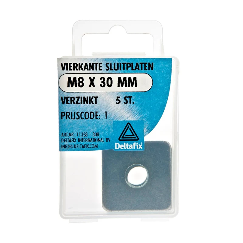 Deltafix sluitplaat zilver vierkant staal M8x30mm