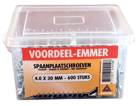 Deltafix spaanplaatschroef platkop 4x30mm 600st
