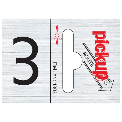 Pickup pictogram route cijfer 3 aluminium 25x44mm