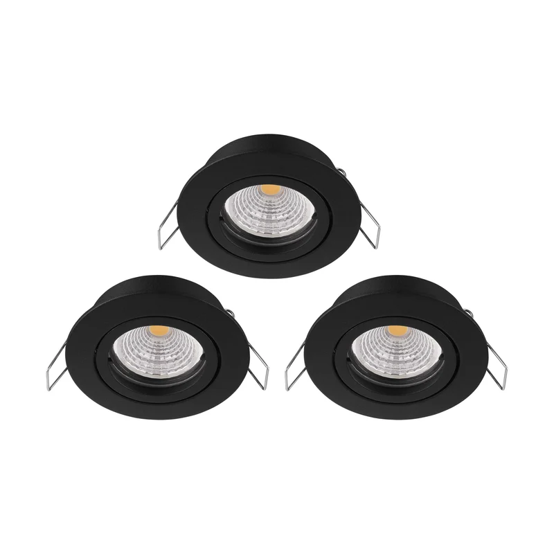 Eglo Tedo 1 LED inbouwspot ⌀8cm dimbaar zwart aluminium set van 3