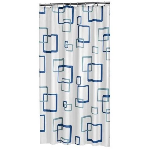 Sealskin douchegordijn Retro vierkanten blauw 180x200cm