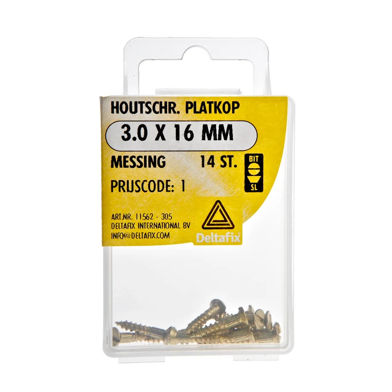 Deltafix houtschroef sleufkop platkop 3x16mm 14st