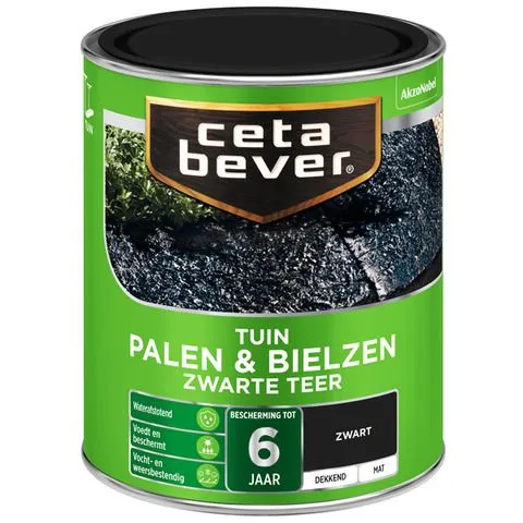 Cetabever palen & bielzen teer zijdeglans zwart 750 ml
