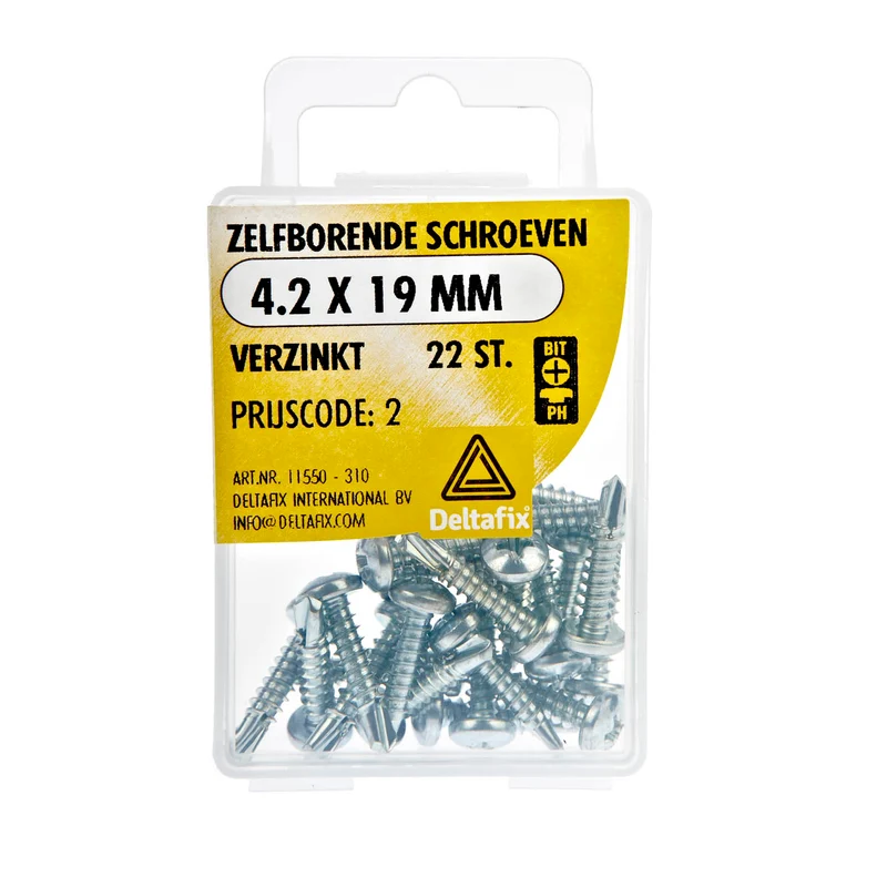 Deltafix zelfborende schroef philips cilinderkop 4,2x19mm 22st