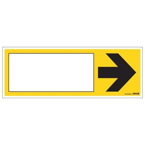 Pickup aanduidingsbord geel met pijl 300x120mm