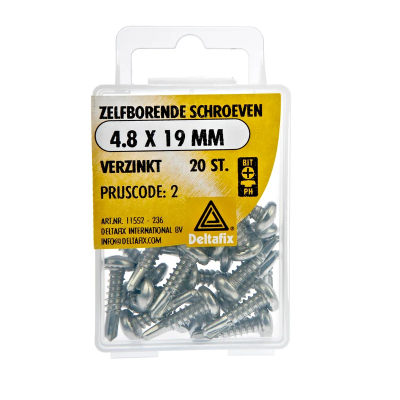 Deltafix zelfborende schroef philips cilinderkop 4,8x19mm 20st