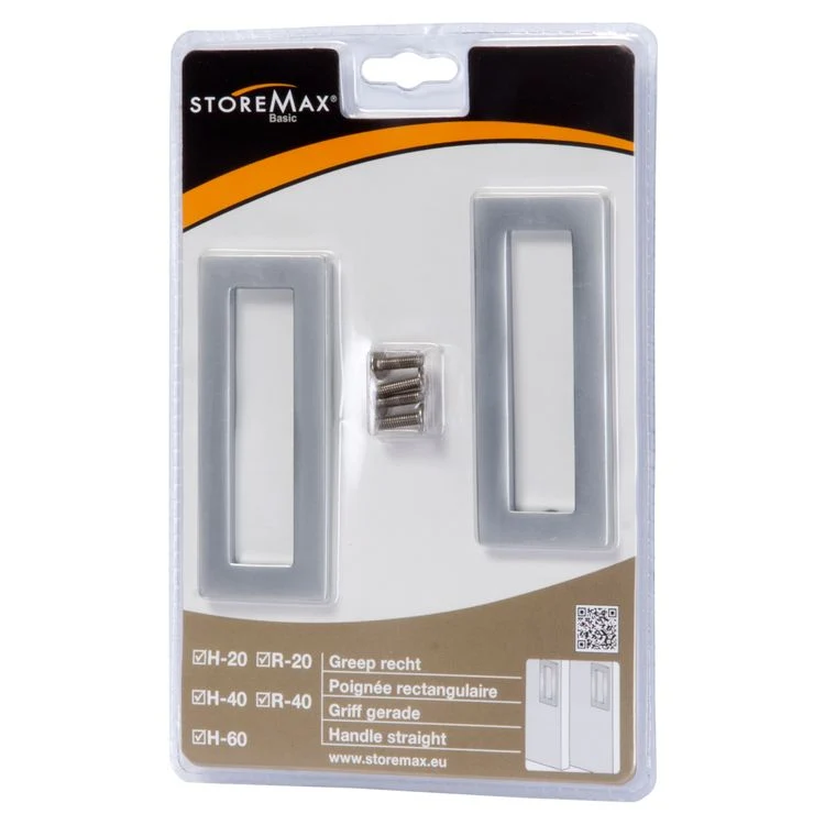 Storemax Basic handgreep rechthoek aluminium zilver 22x15x1,2cm