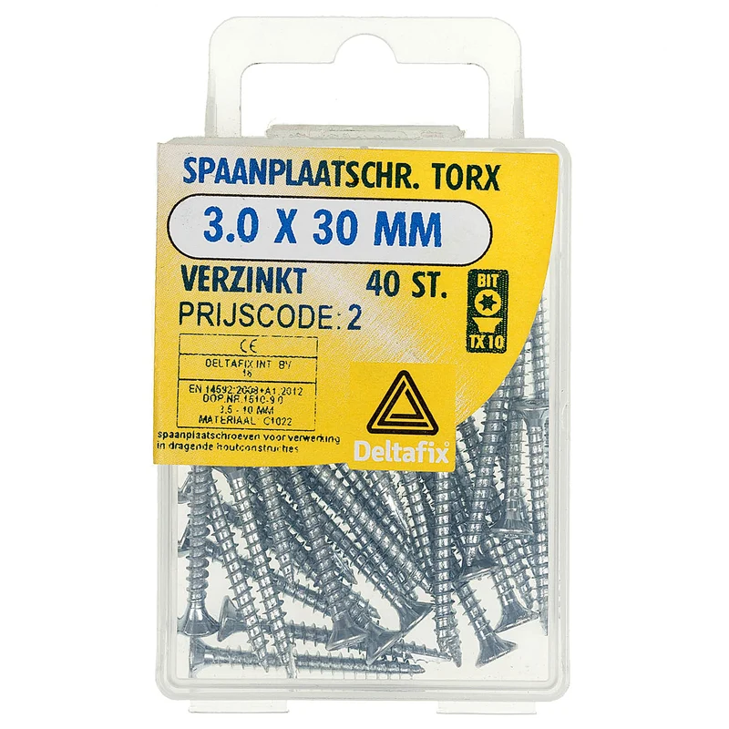 Deltafix spaanplaatschroef platkop 3x30mm 40st