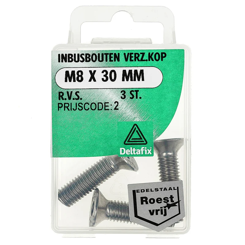 Deltafix inbusbout RVS M8x30mm 3st
