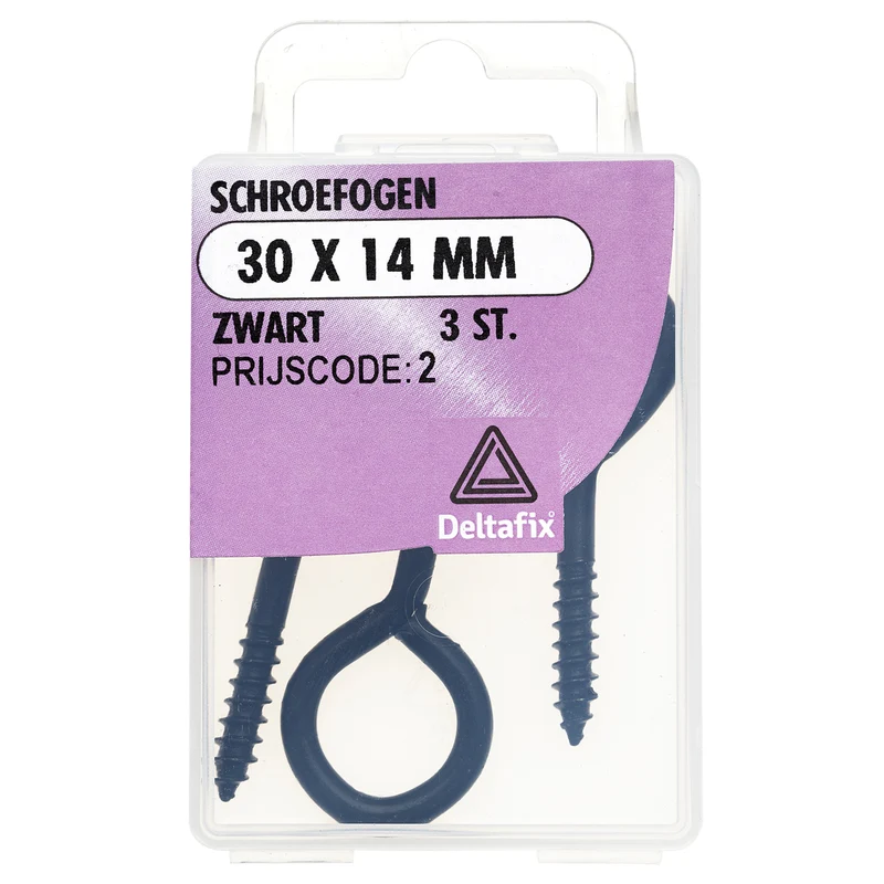 Deltafix schroefoog gecoat metaal zwart 30x14mm 3st