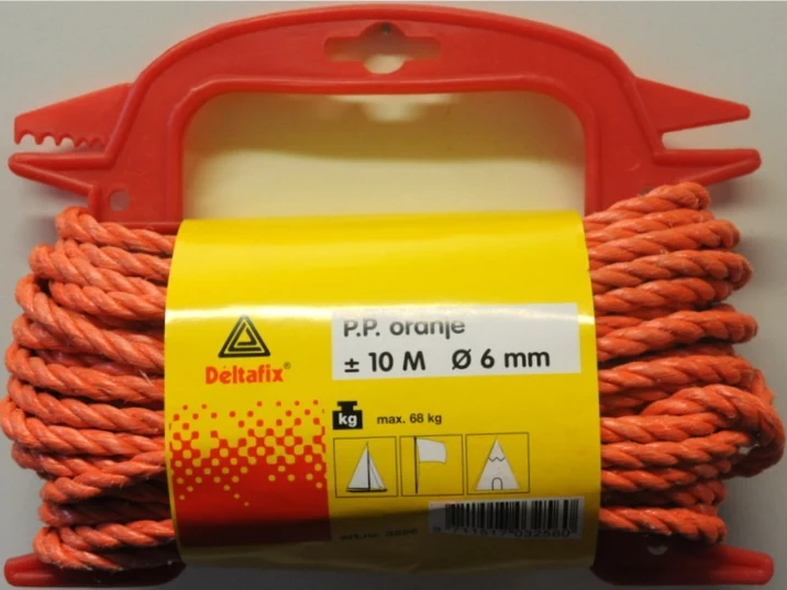 Deltafix polypropyleen touw oranje 10mm 10m