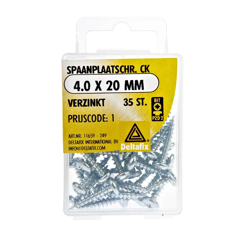 Deltafix spaanplaatschroef pozidrive cilinderkop 4x20mm 35st