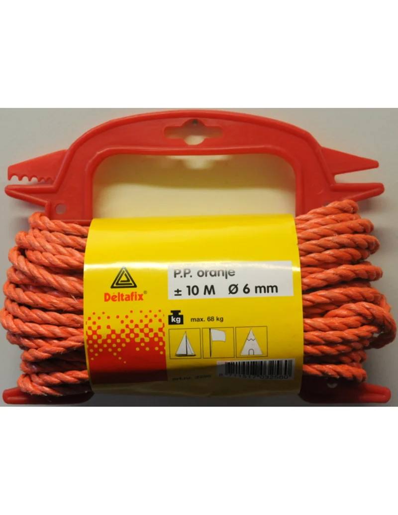 Deltafix polypropyleen touw oranje 8mm 10m