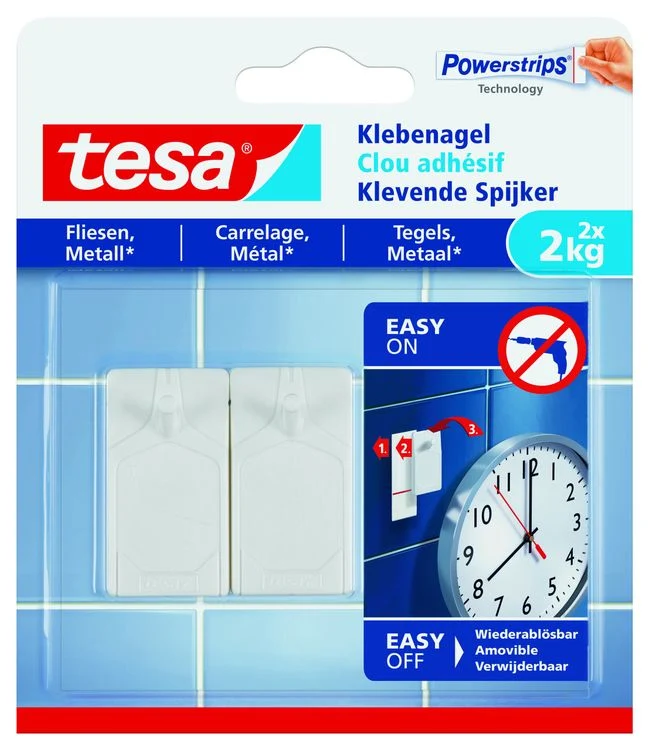 Tesa Powerstrips klevende spijker rechthoek kunststof wit 2st