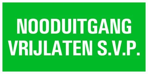 Pickup pictogram vluchtweg nooduitgang vrijlaten 300x150mm