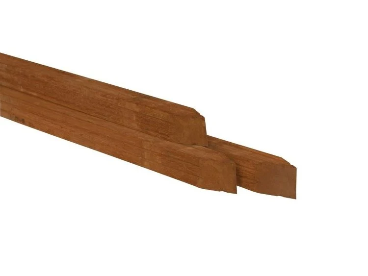 Paal vierkant geschaafd gepunt onbehandeld hardhout 6,5x6,5x275cm
